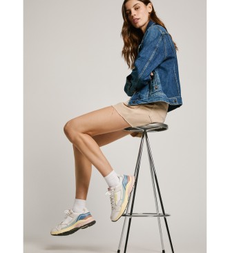 Pepe Jeans Dave textuur leren schoenen wit