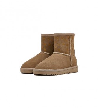 Pepe Jeans Diss Logy brown leather ankle boots