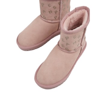 Pepe Jeans Diss Logy botas de couro para tornozelo rosa