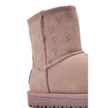 Pepe Jeans Diss Logy pink leather ankle boots
