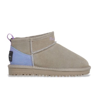 Pepe Jeans Stivaletti Diss Half Taupe in pelle