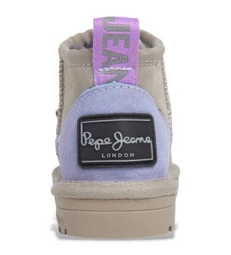 Pepe Jeans Stivaletti Diss Half Taupe in pelle