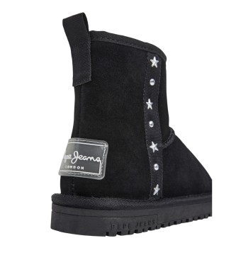 Pepe Jeans Stivaletti Diss Rock in pelle nera