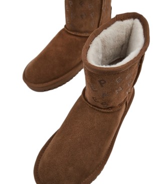 Pepe Jeans Diss Woman Soup brown leather booties