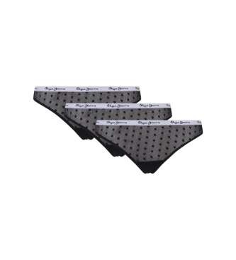 Pepe Jeans Lot de 3 strings  pois noirs