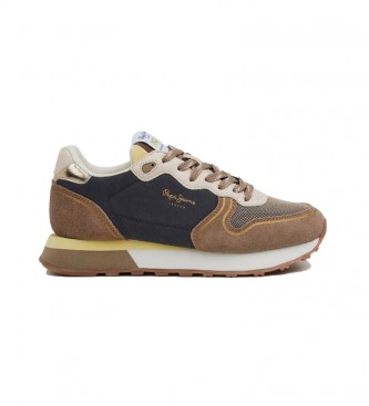 Pepe Jeans Dover Renovar leather sneakers brown, multicolor
