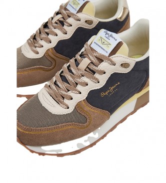 Pepe Jeans Dover Renovar leather sneakers brown, multicolor