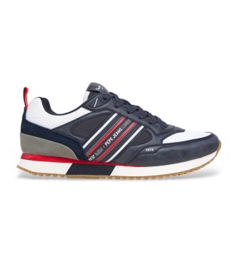 Pepe Jeans Dublin half navy leather trainers