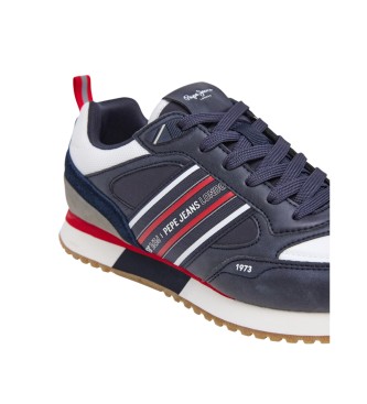 Pepe Jeans Dublin half navy leather trainers