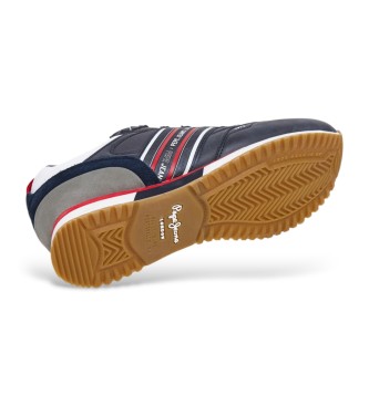 Pepe Jeans Dublin half navy leather trainers