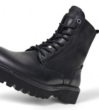 Pepe Jeans Bottes de combat Durham en cuir noir