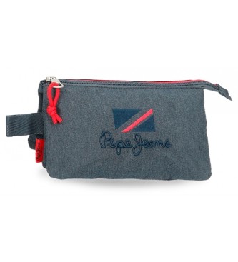 Pepe Jeans Pepe Jeans Kay drie compartimenten etui donkerblauw