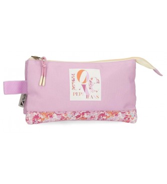 Pepe Jeans Sandra three compartment pencil case pink