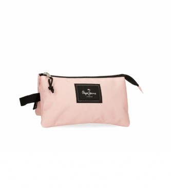 Pepe Jeans Aris Colorful three compartment pencil case pink