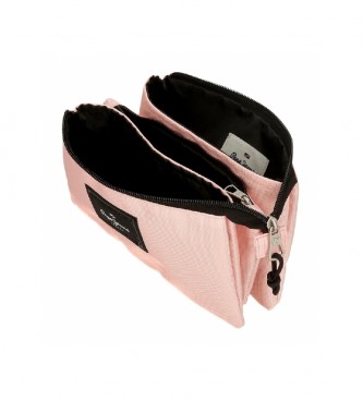 Pepe Jeans Aris Colorful three compartment pencil case pink