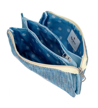 Pepe Jeans Pepe Jeans Lena three compartments pencil case blue