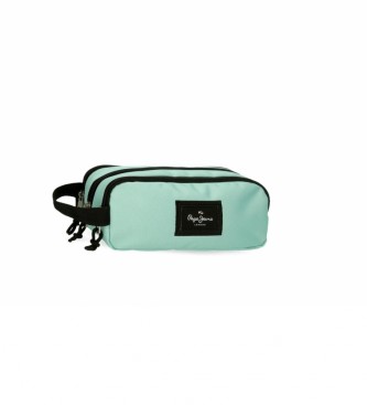 Pepe Jeans Aris Colorful triple compartment zipped pencil case green