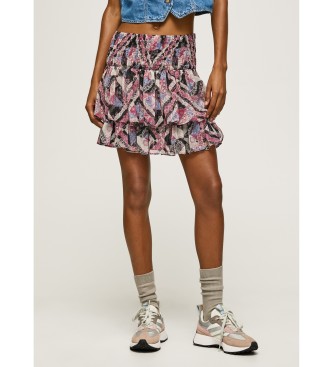 Pepe Jeans Flowing Tjido Skirt with Multicolour Ruffles