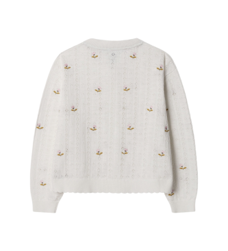 Pepe Jeans Gebreid vest Bloem Mousse wit