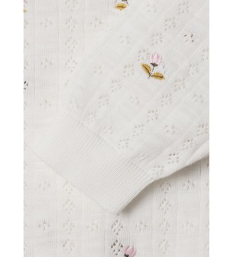 Pepe Jeans Gebreid vest Bloem Mousse wit