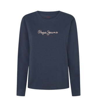 Pepe Jeans T-shirt blu navy di Fiore Ls