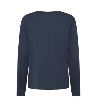 Pepe Jeans T-shirt blu navy di Fiore Ls