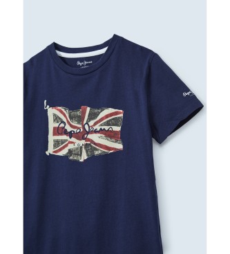 Pepe Jeans T-shirt con logo bandiera blu