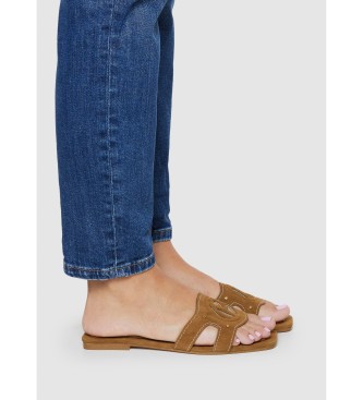 Pepe Jeans Frida Weiche braune Ledersandalen