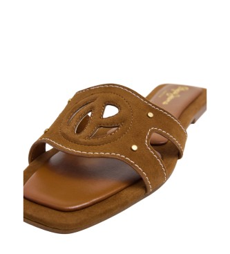 Pepe Jeans Frida Weiche braune Ledersandalen