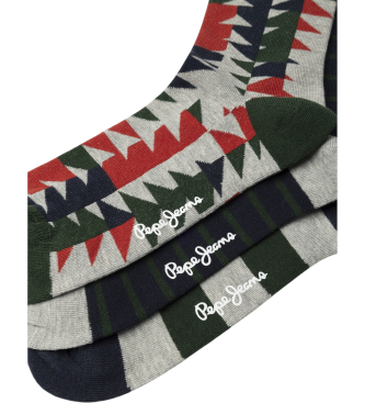 Pepe Jeans Pack 3 Paar Geo Tree Socken grau, grn