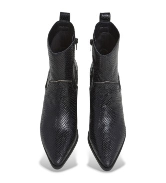 Pepe Jeans Gina - Bottines en cuir de serpent noir