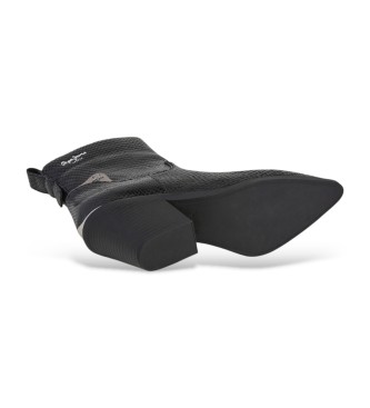 Pepe Jeans Gina - Bottines en cuir de serpent noir