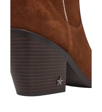 Pepe Jeans Botas de couro castanhas Gina West