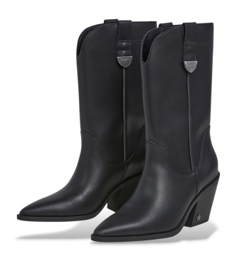 Pepe Jeans Gina Western Leather Boots preto