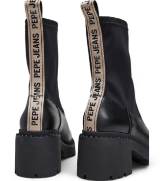 Pepe Jeans Bottines en cuir Glen Mix noir