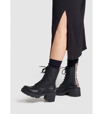 Pepe Jeans Glen West leather ankle boots black