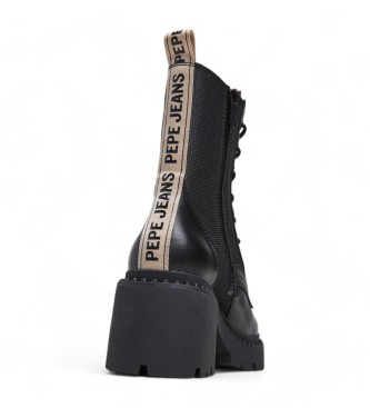 Pepe Jeans Glen West leather ankle boots black