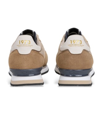 Pepe Jeans Hailon Osnovni usnjeni copati v bež barvi