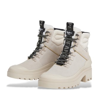 Pepe Jeans Stivaletti in pelle bianca Hale Urban 