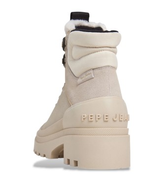 Pepe Jeans Stivaletti in pelle bianca Hale Urban 