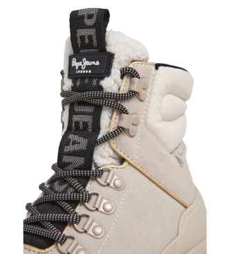 Pepe Jeans Stivaletti in pelle bianca Hale Urban 
