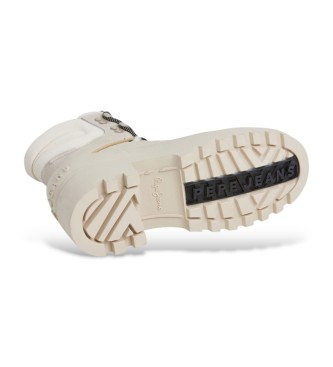 Pepe Jeans Stivaletti in pelle bianca Hale Urban 