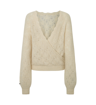 Pepe Jeans Maglione Helen Wrap bianco sporco