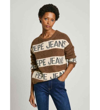 Pepe Jeans Helmi brown striped knitted jumper