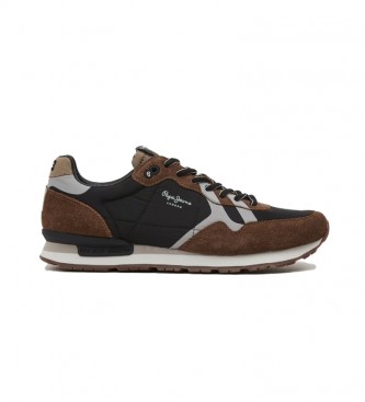 Pepe Jeans Leather sneakers Brown print