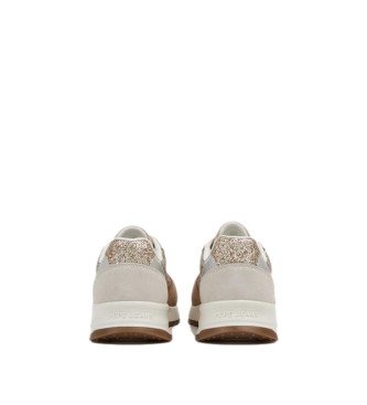Pepe Jeans Joy Star Glam beige leather sneakers