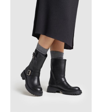 Pepe Jeans Botas de couro Kane Forest preto