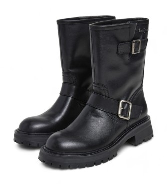 Pepe Jeans Botas de Piel Kane Forest negro