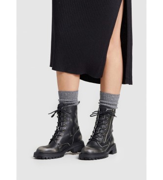 Pepe Jeans Kane Rub Leather Ankle Boots noir