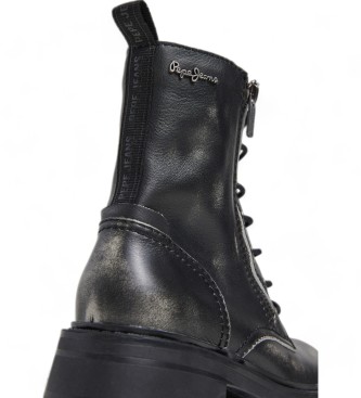 Pepe Jeans Kane Rub Leather Ankle Boots black